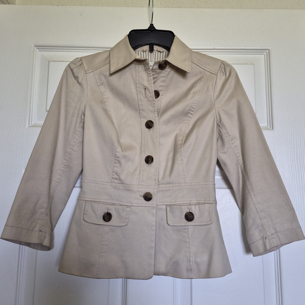 Banana Republic Factory Beige Tailored Button-Front Blazer